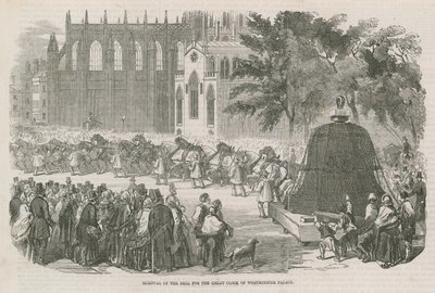 Fjerning av klokken for Great Clock of Westminster Palace av English School