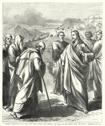 Gjengi derfor keiseren det som er keiserens, og Gud det som er Guds, Matteus XXII, 21 (gravering) av English School