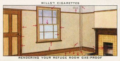 Gjøre tilfluktsrommet gasstett (fargelitografi) av English School