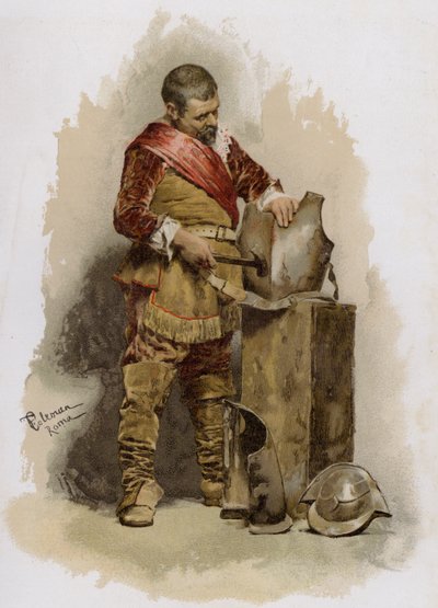 Reparere rustning (chromolitho) av English School
