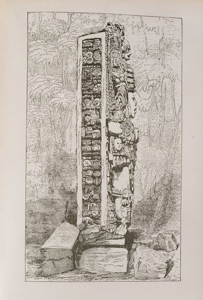 Representasjon av Maya-hieroglyfer på en Stele, fra 