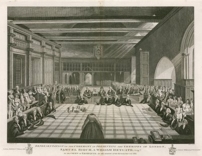 Representasjon av seremonien for å presentere sheriffene i London av English School
