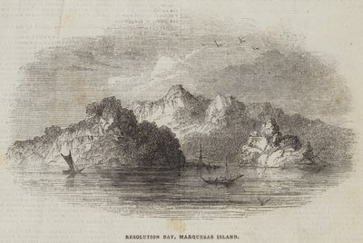 Resolution Bay, Marquesas Island (gravering) av English School