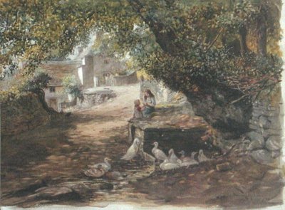 Resting in the Shade, ca. 1880 (akvarell på papir) av English School