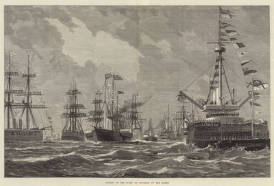 Gjennomgang av flåten ved Spithead av dronningen (gravering) av English School