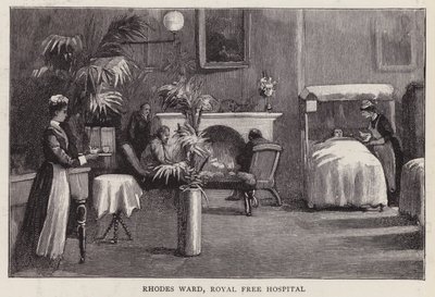 Rhodes Ward, Royal Free Hospital, London (litho) av English School