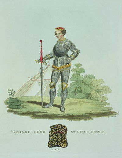 Richard III (1452-85) 1470, gravert av W. Maddocks, fra Ancient Armor av Samuel Rush Meyrick, 1824 av English School