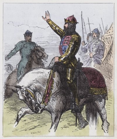 Richard II, staying the Combat (farget gravering) av English School