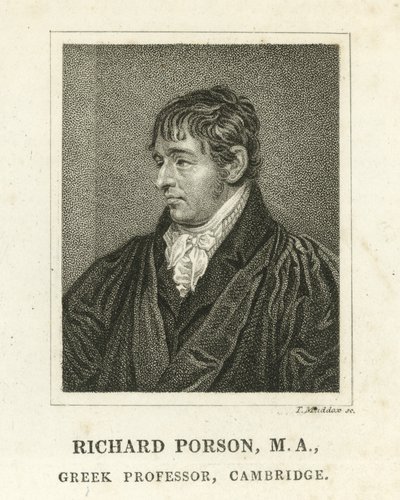 Richard Porson, gresk professor, Cambridge (gravering) av English School