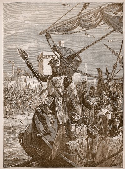 Richard lander i Jaffa, illustrasjon fra Cassells Illustrated History of England (sepiafoto) av English School