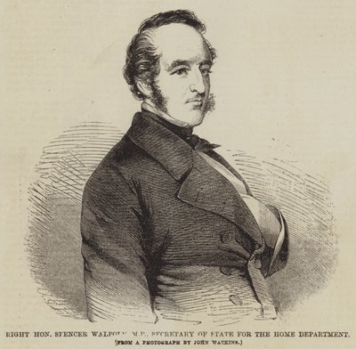Høyre ærede Spencer Walpole, MP, utenriksminister for innenriksdepartementet (gravering) av English School