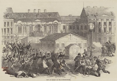 Opprør ved Berlin på Domhofs-Platz (gravering) av English School