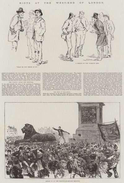 Opptøyer ved West-End of London (gravering) av English School