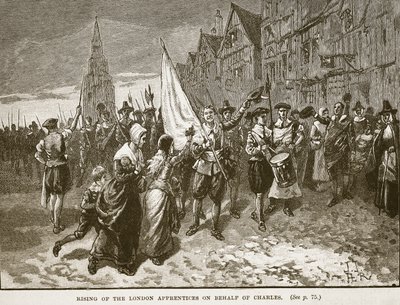 Rising of the London Apprentices på vegne av Charles, illustrasjon fra Cassells Illustrated History of England (sepiafoto) av English School
