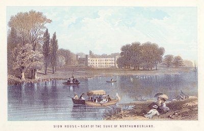 Themsen: Sion House-Seat of the Duke of Northumberland (farget gravering) av English School