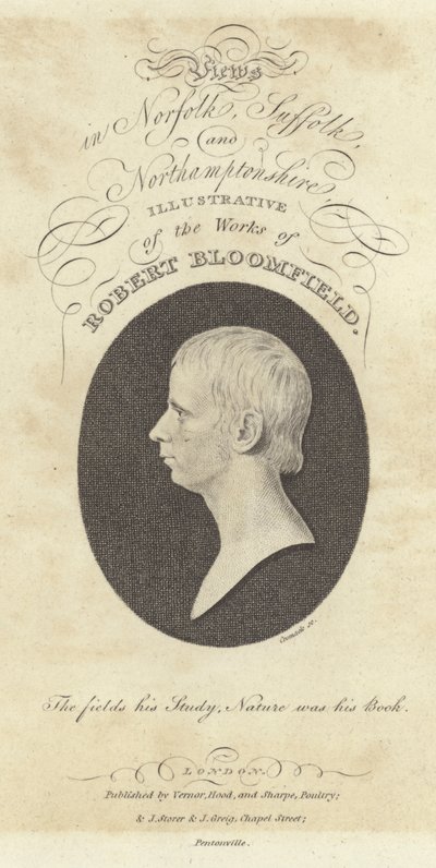 Robert Bloomfield , poet, portrett (gravering) av English School