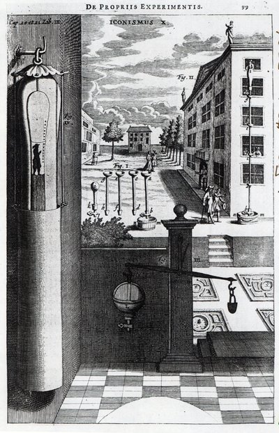 Robert Boyles designer og ideer for vakuumpumpen publisert i 1669 av English School