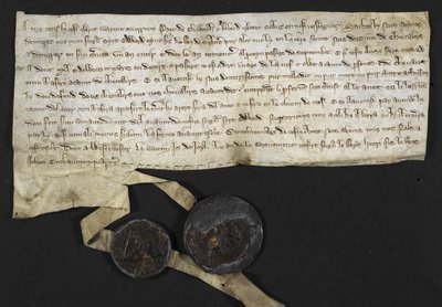 Robert Tybetot: Forpliktelse til å tjene i Det hellige land: 1270. Paen de Chaworth: Forpliktelse til å tjene i det hellige land: 1270 (blekk på pergament) av English School