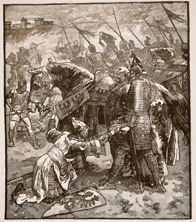 Robert ber faren om unnskyldning, illustrasjon fra Cassells Illustrated History of England (sepiafoto) av English School