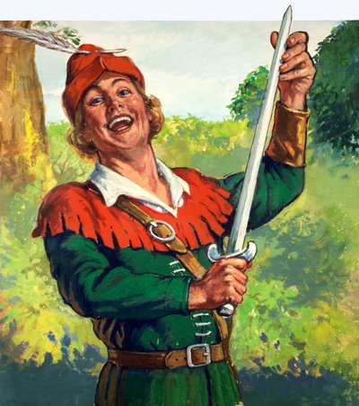 Robin Hood (gouache på papir) av English School