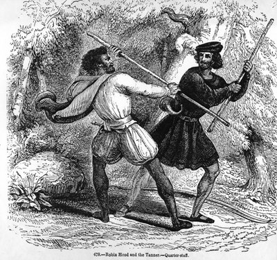 Robin Hood and the Tanner med Quarter-staber av English School