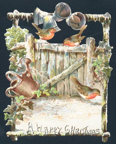 Robins og ringeklokker, julekort av English School