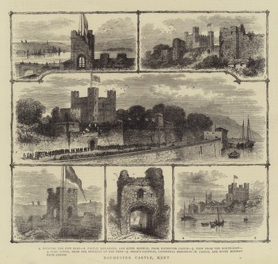 Rochester Castle, Kent (gravering) av English School