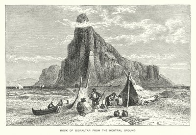 Rock of Gibraltar fra den nøytrale bakken (gravering) av English School