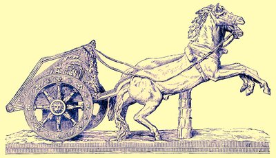 Romersk racervogn, illustrasjon fra Cassells Illustrated Universal History av Edward Ollier, utgitt 1890 (digitalt forbedret bilde) av English School