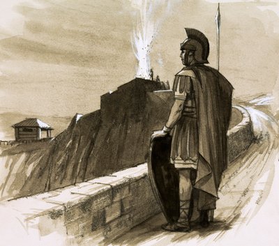Romersk soldat som vokter en grensemur av English School