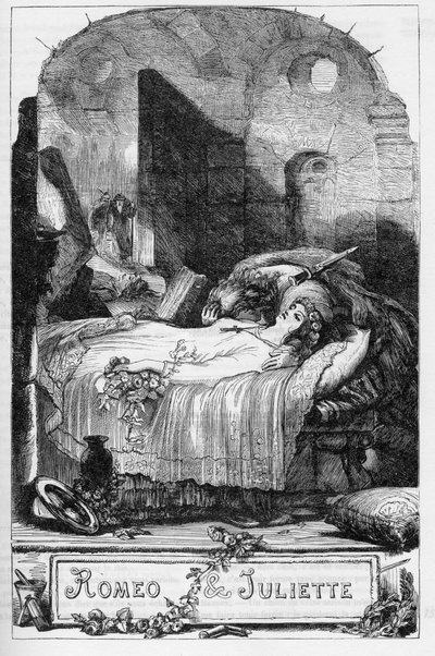 Romeo and Juliet (Romeo and Juliet) - Illustrasjon i "" Completes de William Shakespeare""" 1866 - Illustrasjonene og den generelle formen til denne utgaven er lånt fra Cassells illustrerte Shakespeare, utgitt i London av English School