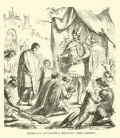 Romulus Augustus trekker seg fra kronen av English School