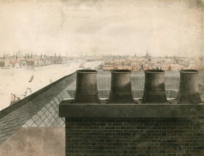 Dachansicht von London und der Themse von English School