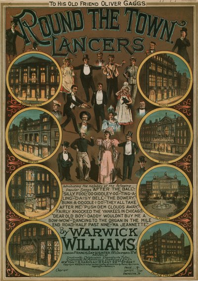 Round the Town Lancers av Warwick Williams; musikalsk partitur av English School