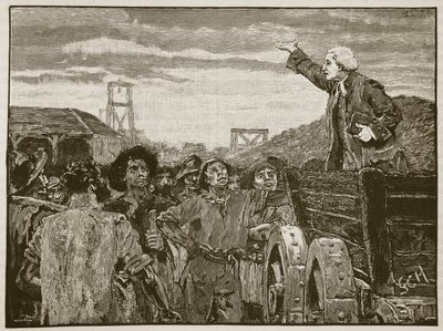 Rowland Hill forkynner for collierne i Kingswood, illustrasjon fra Cassells Illustrated History of England (sepiafoto) av English School