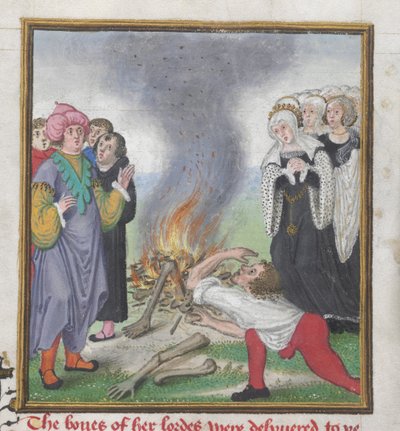 Roy 18 D II f.161 Theseus brenner likene til athenerne drept av kong Kreon av Theben, fra 