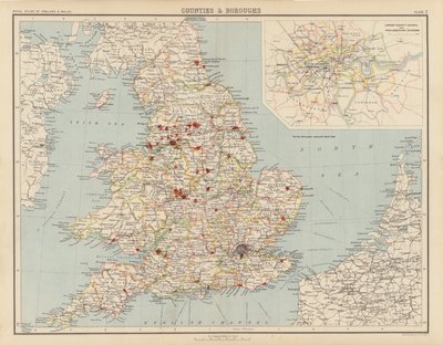 Royal Atlas, ca 1900: Counties and Boroughs (farge litho) av English School