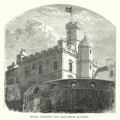 Royal Lodging og Half-Moon Battery (gravering) av English School