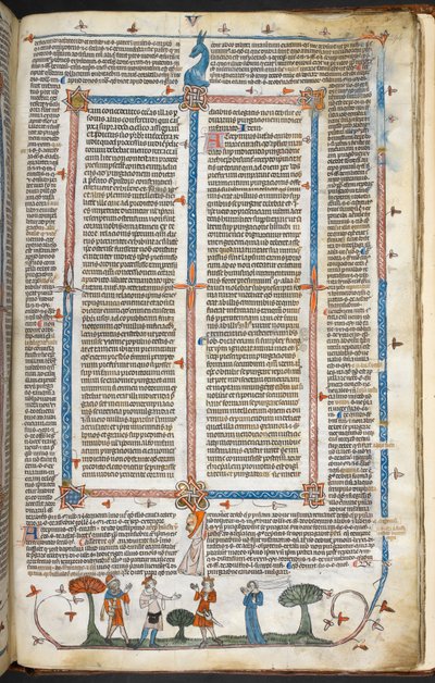 Royal MS 10 IV f.294r middelalderfigurer og marginaldekor, illustrasjon fra 