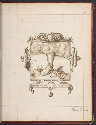 Emblem mit lateinischem Motto aus George Gascoines Präsentationsexemplar von Hemetes der Einsiedler von English School