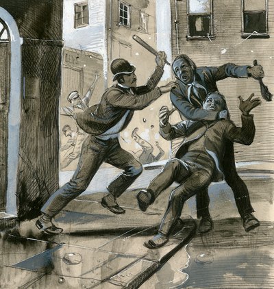 Royal Marines som sivilkledde politimenn i 1882 og hjalp Dublin-politiet mot «De uovervinnelige» av English School