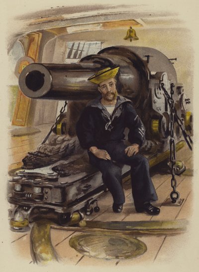 Frivillig i Royal Naval Artillery (fargelitografi) av English School