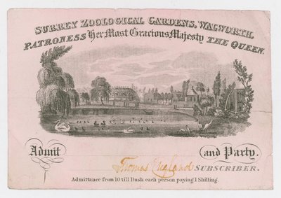 Royal Surrey Zoological Gardens, inngangsbillett av English School