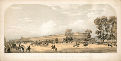 Kongelig besøk til den store utstillingen 1851, østre inngang av English School