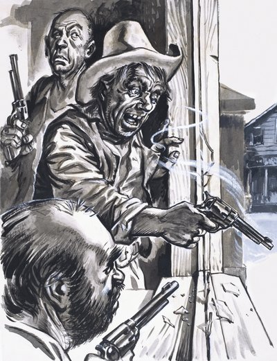 Ruffian Cowboys skyter fra vinduet av English School