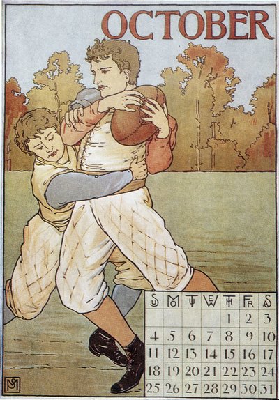 Rugbymen - engelsk kalender, v. 1895 av English School