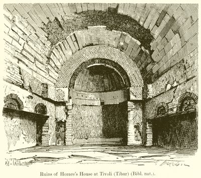 Ruinene av Horaces-huset i Tivoli (Tibur) (Bibl. nat.) av English School