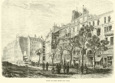 Ruinene av Paris etter beleiringen, april 1871 av English School