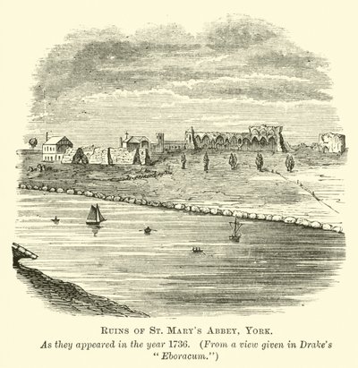Ruinene av St Marys Abbey, York av English School