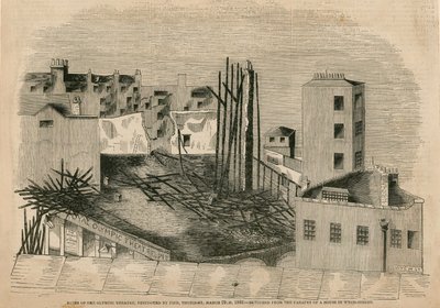 Ruinene av det olympiske teateret, ødelagt av brann, 29. mars 1849 av English School